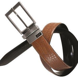 Men's Greg Norman Golf Reversible Crocodile Print Leather Belt Size 36